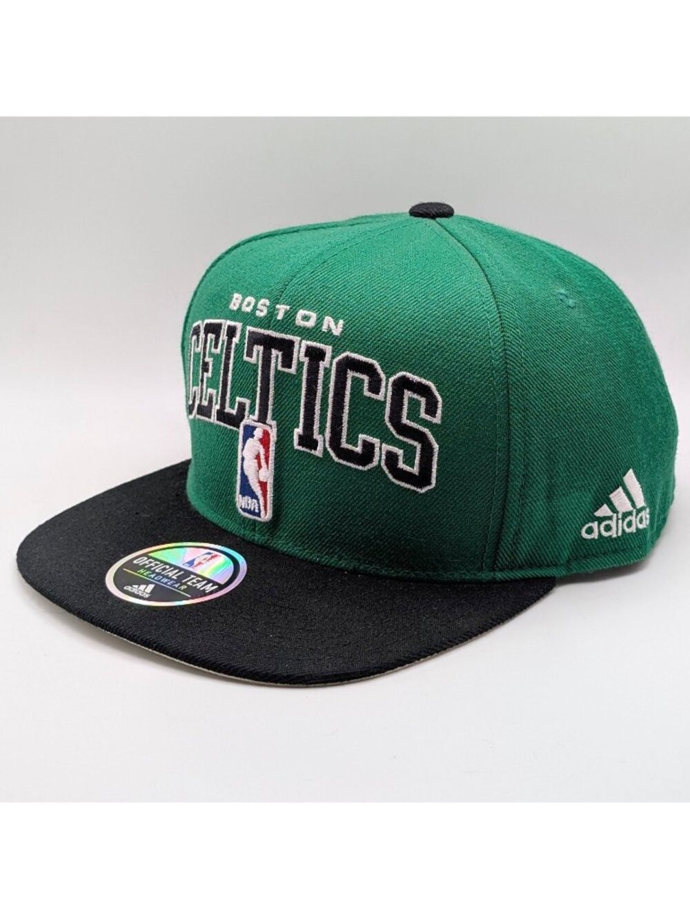 Boston Celtics Adidas Snapback Hat Flat Bill Cap Green Black NBA Basketball NEW